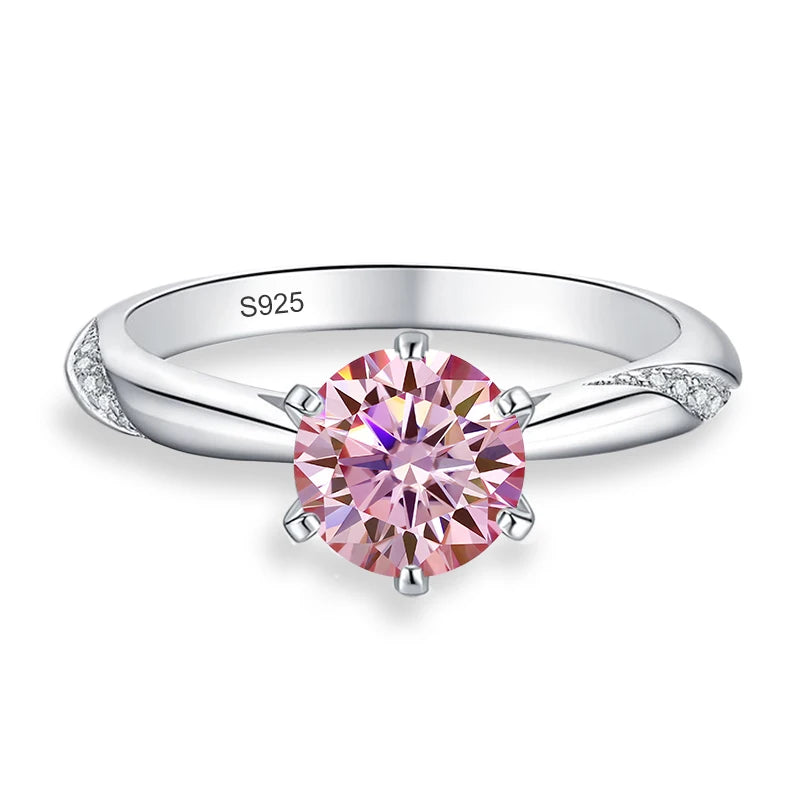0.5ct 1ct 2ct Blue Pink Grey Moissanite Rings Gifts for Women 925 Sterling Silver Wedding Band Women's Ring Woman Rings
