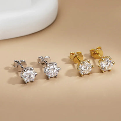 Moissanite Stud Earrings D Color 0.5-2 Carat 925 Sterling Silver Gold Plated Moissanite Earrings For Women Wedding Party