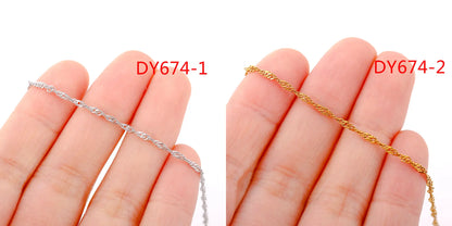 5pc 18K Gold Color PVD Plated Stainless Steel Cuba Cross O Ripple Twisted Chain Necklace Adjustable Chain DIY Necklace Wholesale
