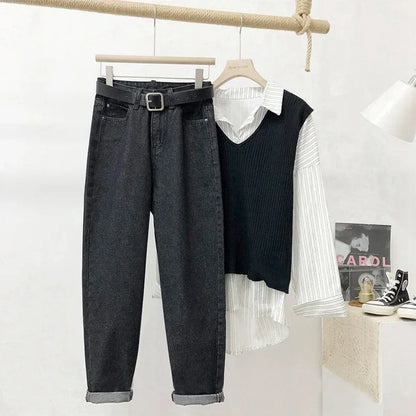 High Waist Harlan Denim Jeans Straight Leg Loose Fit