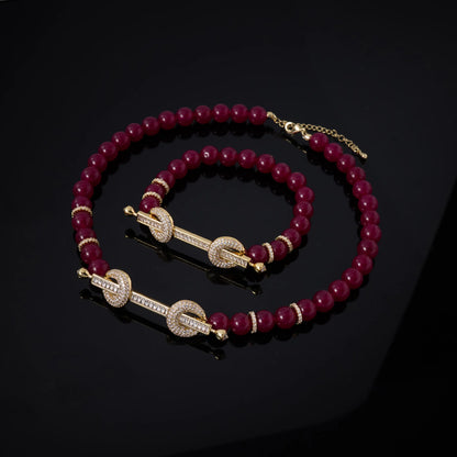 015810 Beaded Choker for Women Color Natural Stone Necklace Set Daily Wear Ceremony Engament Cocktail Party Jewelry Accessories