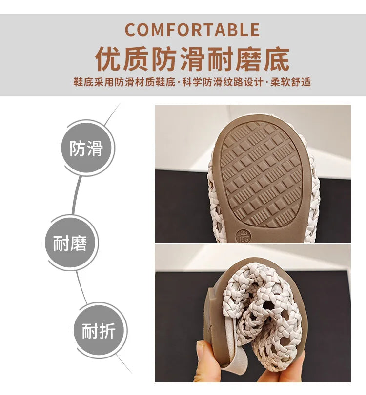 Traditional Woven Sandals Young Child in Summer 2026 New Child Flat Shoe Retro Baby Walking Shoe Girls Casual Sandals Baby Shoes