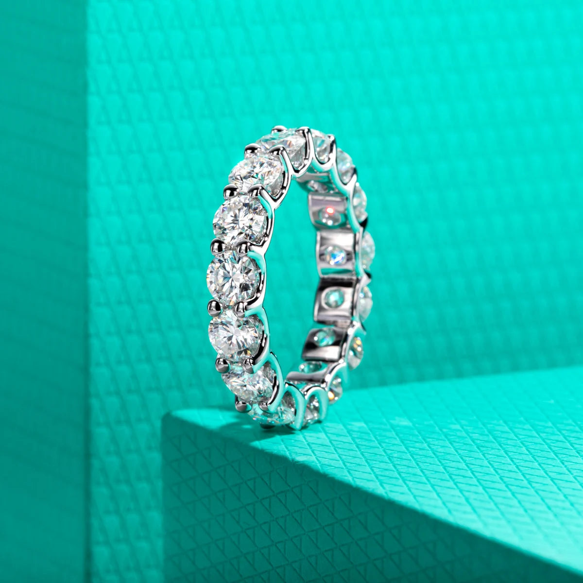 4.5mm D Color Moissanites Eternity Band Ring 925 Sterling Silver Wedding Rings for Women Jewelry Gifts Wholesale