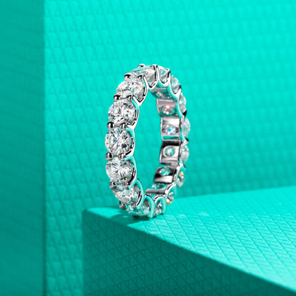 4.5mm D Color Moissanites Eternity Band Ring 925 Sterling Silver Wedding Rings for Women Jewelry Gifts Wholesale