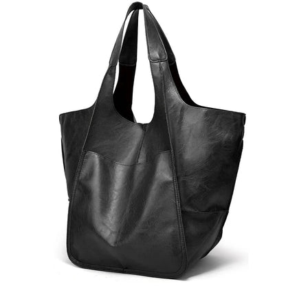 Fashionable and minimalist large bag with soft leather and large capacity shopping bag for women, one shoulder hand-held large b