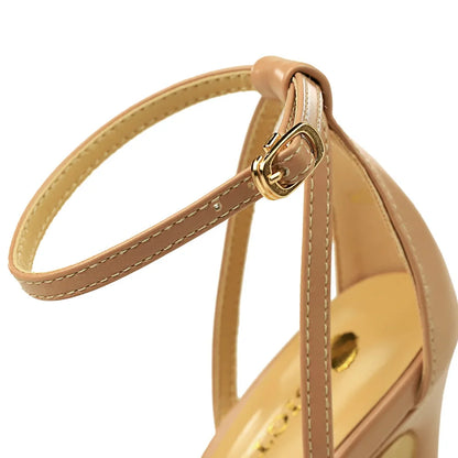 Women Black-White Concise Leather 11cm High Heels Sandals Lady Adjustable Ankle Buckle Shoes Female Fashion Party Dress Shoes