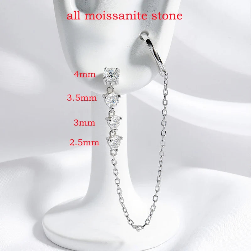 9CM Gradient Tassels All Moissanite Drop Earrings for Women Sparkling Female Girls Jewelry 925 Sterling Silver Plated 18K