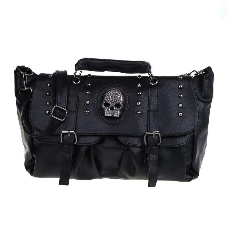 Punk Style Women Handbags Pu Leather Skull Tote Bag Black Large Capacity Shoulder Bag 2022 Luxury Crossbody Bags