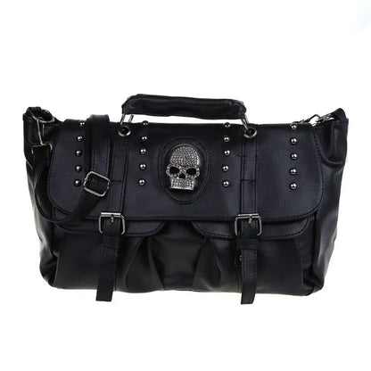 Punk Style Women Handbags Pu Leather Skull Tote Bag Black Large Capacity Shoulder Bag 2022 Luxury Crossbody Bags