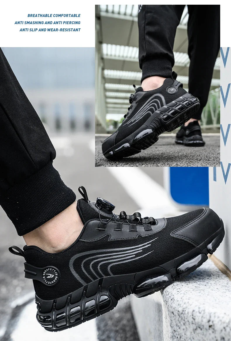 New Safety Boots Men Work Sneakers Indestructible Shoes Steel Toe Protective Boots Anti-smash Anti-puncture Work Tactical Boots