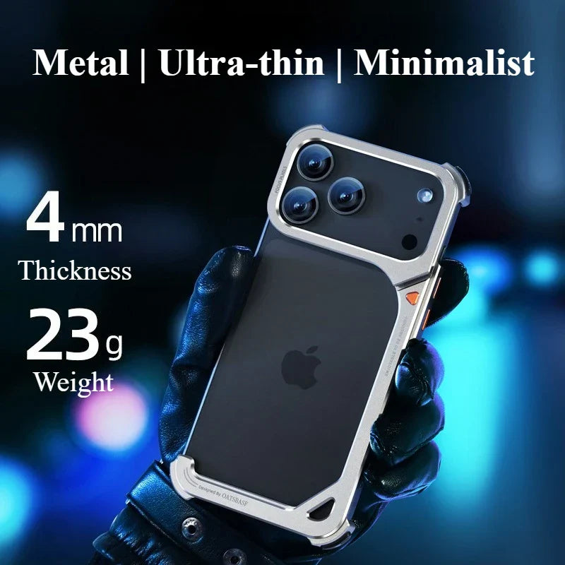 9-Shaped Phone Case for iPhone 17 Pro Max/17 Pro with Hidden Stand Metal Frameless Magsafe Minimalist Shockproof Cover