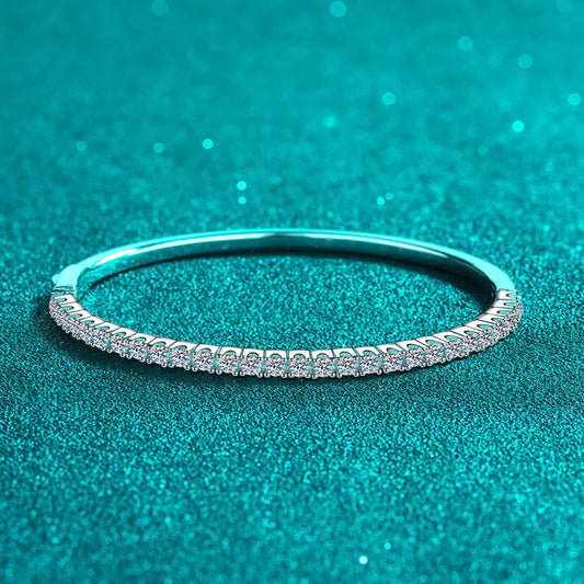 2.5mm All Moissanite Bangles for Women Luxury Sparkling Bracelets Wedding Birthday Gift 925 Sterling Silver Plated 18K