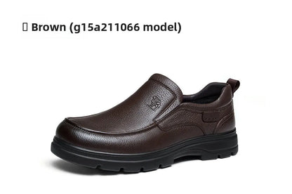 Golden Camel Men's Shoes 2026 New Business Casual Soft Sole Leather Shoes Brand Design Soft Soles Non-slip Velvet Warm Loafers
