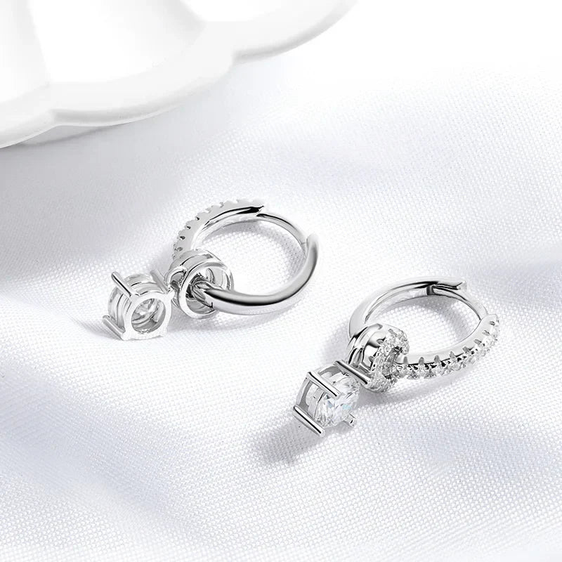 1ct White Gold Plated Moissanite Drop Earring for Women Sparkling Wedding Jewelry 100% 925 Solid Silver Earring Wholesale