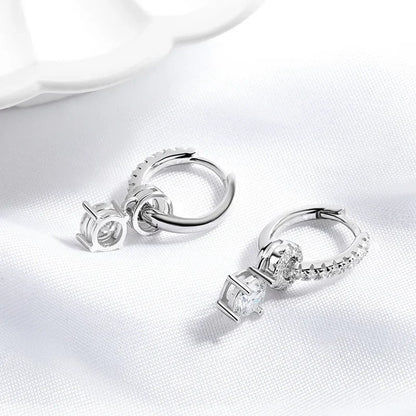 1ct White Gold Plated Moissanite Drop Earring for Women Sparkling Wedding Jewelry 100% 925 Solid Silver Earring Wholesale