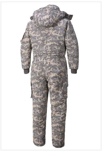 Men Winter Waterproof Thick Cotton Jumpsuit Clothing Outdoor Convenient Sports Camo Jacket Warm Cold Proof Hooded Work Clothes
