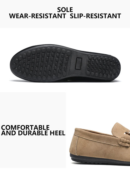 Classic Men's Suede Slip On Loafers Preppy Lightweight Breathable Wallking Driving Shoes Comfort Fashion Outdoor Men's Sneakers