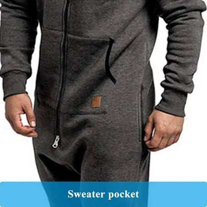 New Custom 3D Full Design Jumpsuit Pajamas Long-sleeved sports pants solid color splicing casual sweater men's zipper hoodie