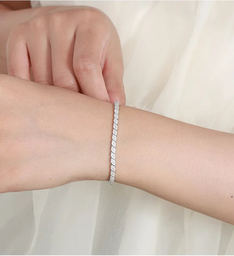 Full Moissanite Diamond Hook Link Chain Bracelet 1.2mm D Color For Woman Man S925 GRA Certified Couple Bracelets Bangle