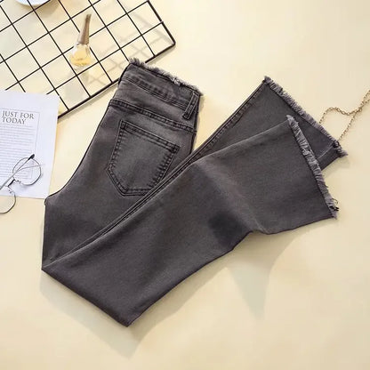 Women Micro Flared Straight Leg Loose Fit Wide Leg Fringebell Bottom Pants