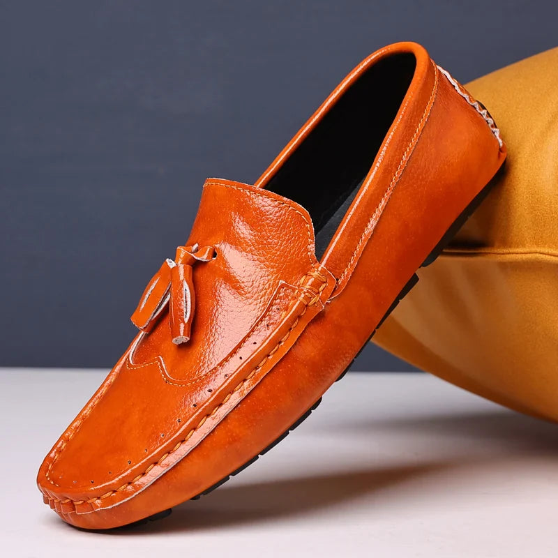 Sapatos Masculinos Loafers Confortáveis Slip-on Mocassins para Dirigir Calçados Masculinos Marca Marrom de Couro Sapatilhas Casuais para Homens