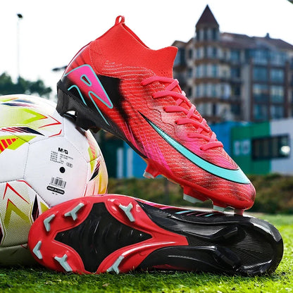 New Men Football Boots Training Shoes FG Ultralight Soccer Shoes Outdoor Drop Shipping Soccer Cleats Non-Slip Long Spikes