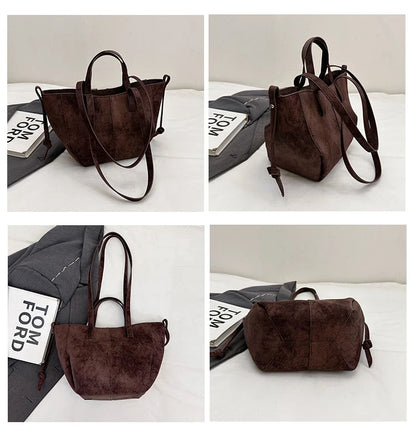 2025 Hot Sale Autumn Soft Women's Handbags Faux Suede Solid Color Large Capacity Shoulder Bag Casual Versatile Ladies Bags