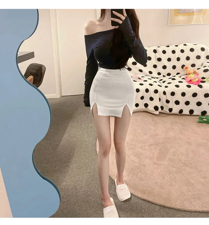 Korean Style 2026 Summer New Slim Comfortable Sexy Mini Skirt Elegant Solid Slim Versatile High Waist Bodycon Skirts for Women