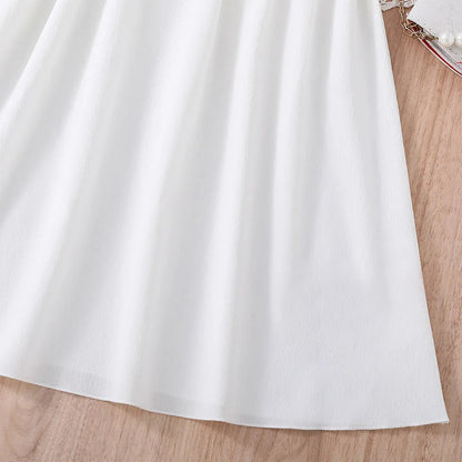 Elegant Summer Princess Dress for Teen Girls with Halter Neck and Off-Shoulder Children Sleeveless Casual Clothes with Belt