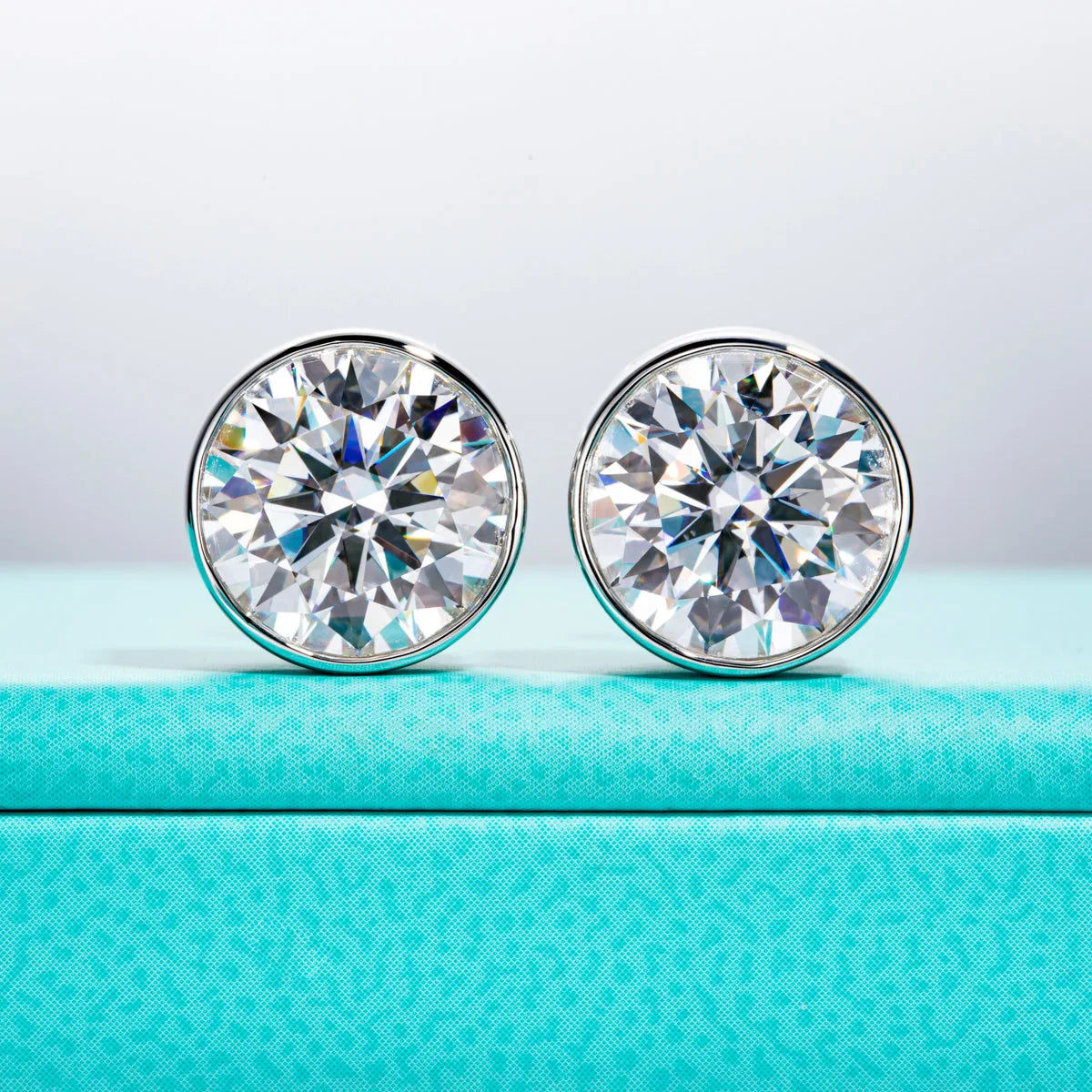 1ct 2ct Total D Color Round Moissanite 18K Gold Plated Stud Earrings Stud Earrings  For Woman