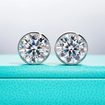 1ct 2ct Total D Color Round Moissanite 18K Gold Plated Stud Earrings Stud Earrings  For Woman