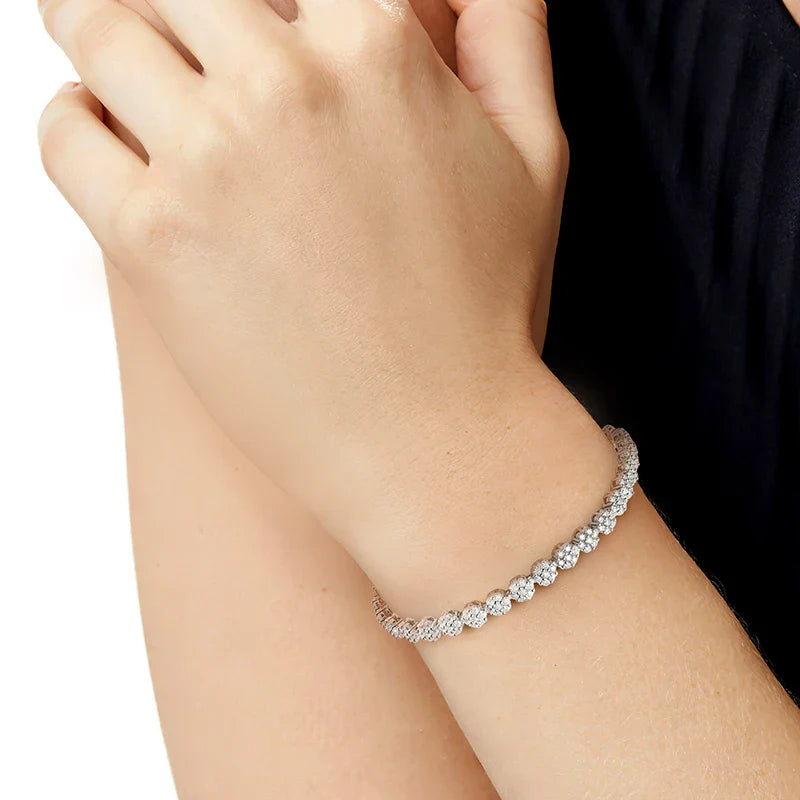 D VVS1 Moissanite Tennis Bracelet Full Diamond GRA 925 Sterling Silver Plated White Gold Flower Bracelets for Women Man