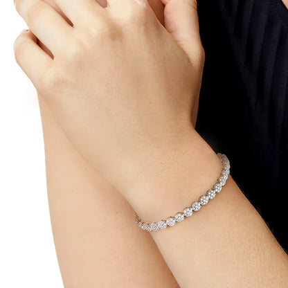 D VVS1 Moissanite Tennis Bracelet Full Diamond GRA 925 Sterling Silver Plated White Gold Flower Bracelets for Women Man