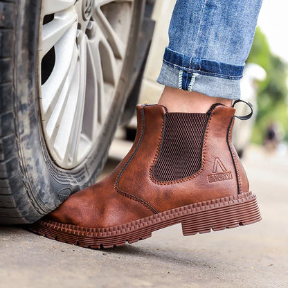 Anti Smashing Anti Piercing Steel Toe Combat Boots Anti Splashing Anti Slip Oil Wear Resistant Durable Labor Protection Shoes