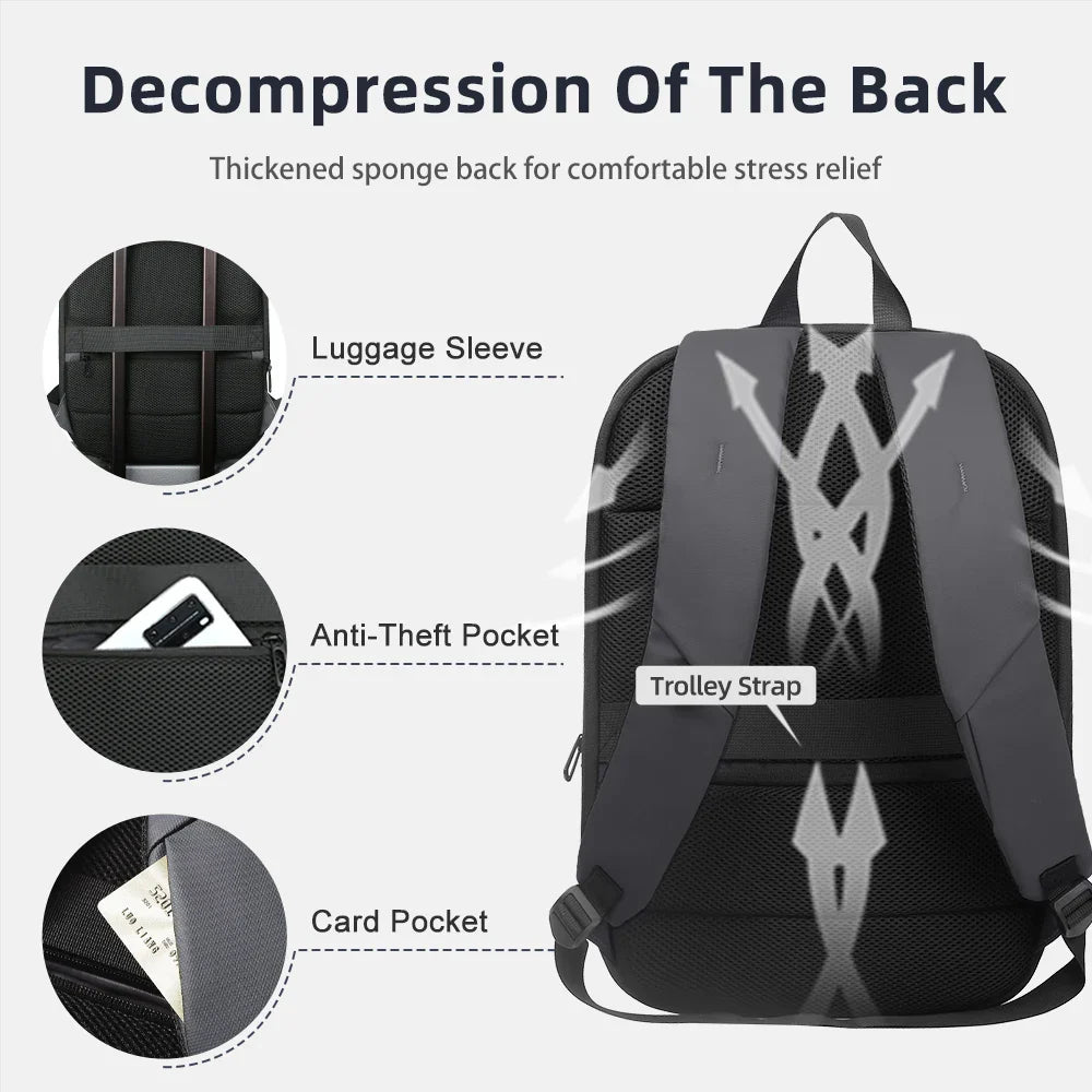 Business Backpack for Men 17 Inch Laptop Backpack with USB Port Slim Expandable Waterproof Travel Bag Large Work Computer Bag