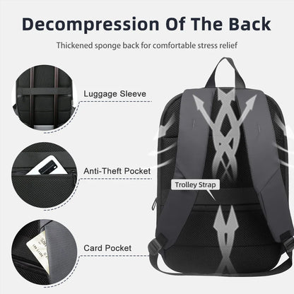 Business Backpack for Men 17 Inch Laptop Backpack with USB Port Slim Expandable Waterproof Travel Bag Large Work Computer Bag