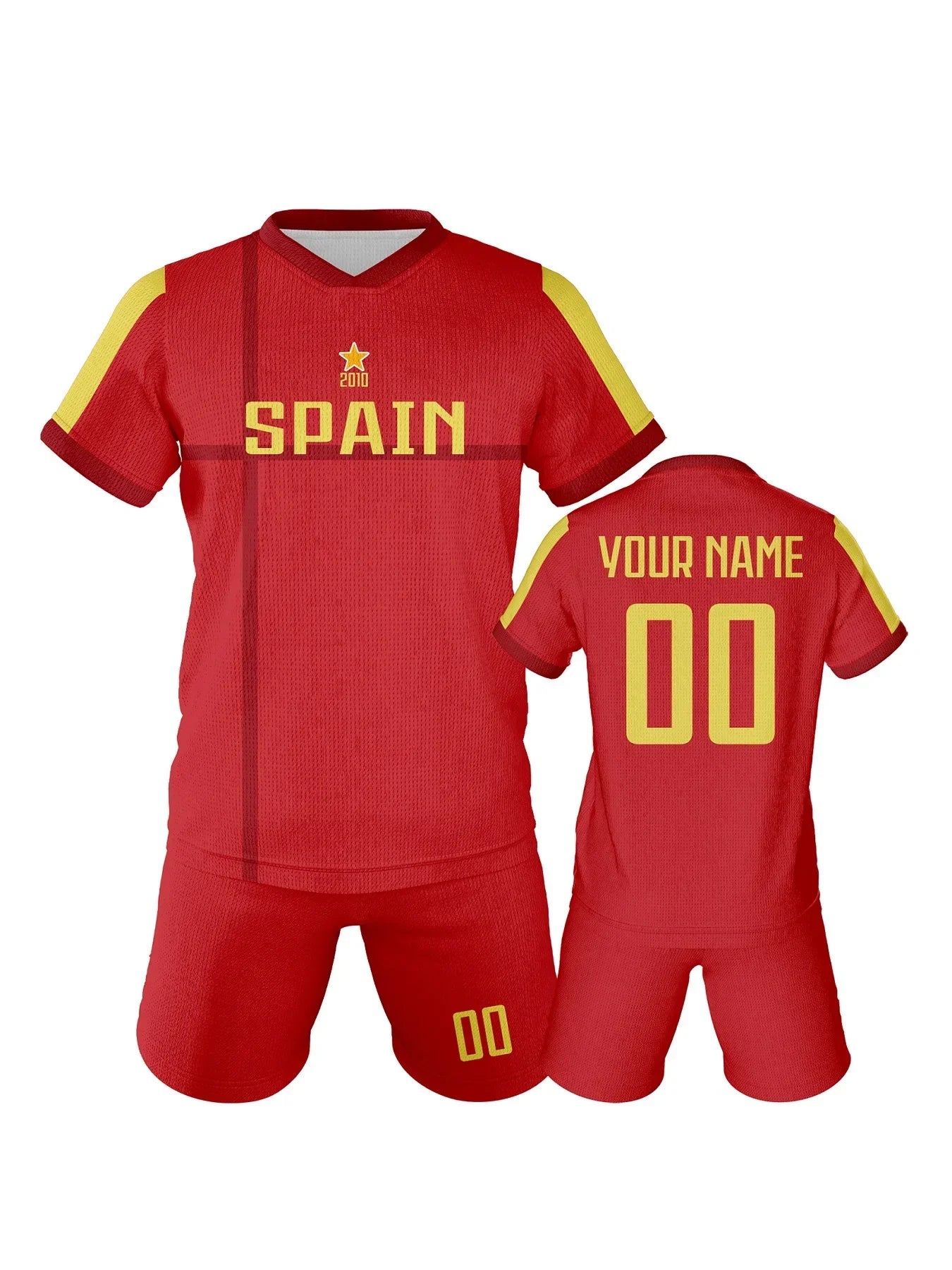 Spain Custom Soccer Jersey Sets Football Kit Kids Training Outfit Club Personalized Name Number Soccer Uniform for Boys ＆ Girls
