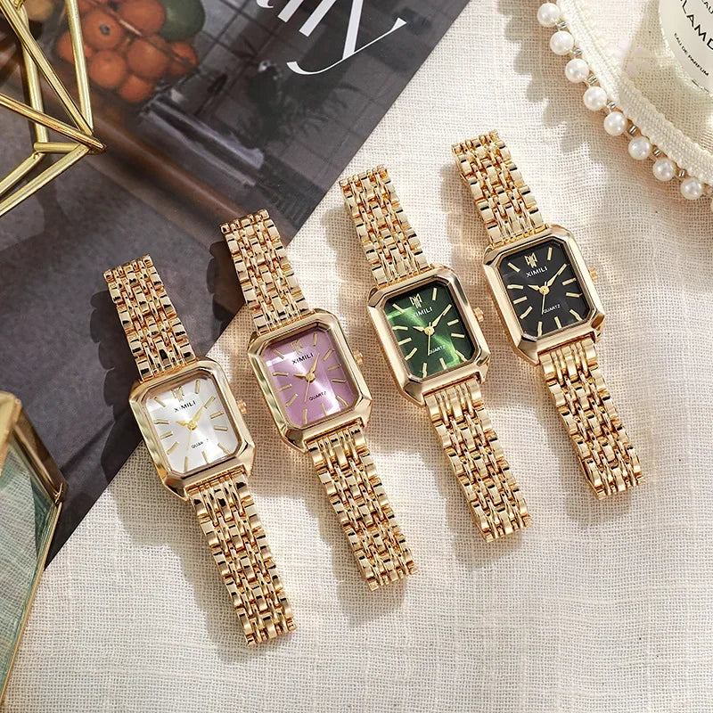 Stainless Steel Strap Watch Women Luxury Gift Quartz Wristwatch Student Fashion Simple Square Quartz Watches