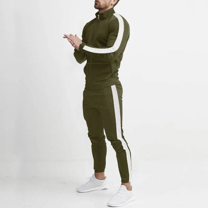 2025 autumn and winter new casual men's sports suits, color matching men's clothing, casual suits hooded trendy sports