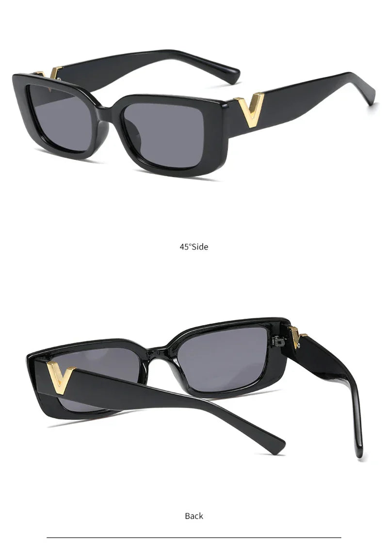 Fashion Cat Eye Sunglasses Luxury V Sun Glasses For Ladies Classic Rectangle Driving Eyewear UV400