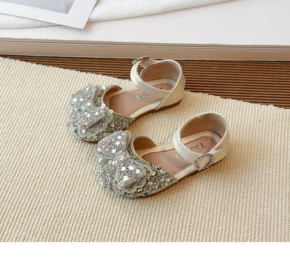 Faux Gemstones Shoes for Kids Girls Shining Crystal Girls Dress Shoes for Party and Wedding Bowtie Children Girl Sandals I04204