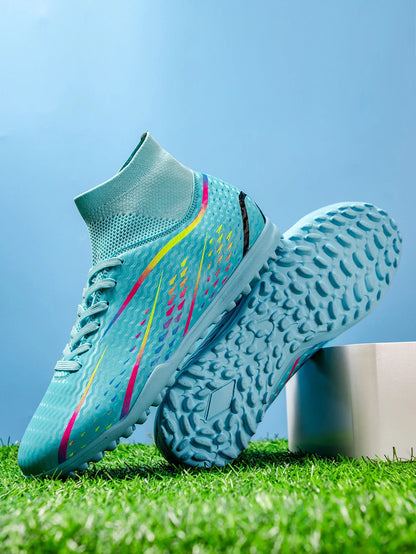 Wear Resistant TF Turf Soccer Boots PU Elastic Fabric Upper Rubber Stable Grip Sole Youth Boys Girls Football Shoes