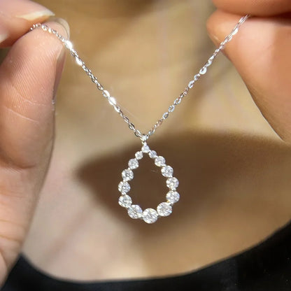 Hollow Waterdrop Full Moissanite Diamond Pendant Necklace For Women S925 Silver Plated 18k Gold Teardrop Neckchain Fine Jewelry
