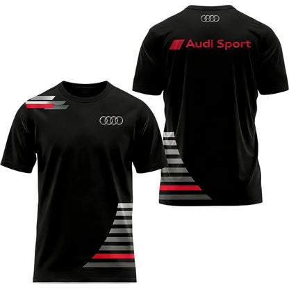Men's Summer 2026 Best-Selling Audi Logo 3D Printed T-Shirt Comfortable Moisture-Wicking Quick-Drying Short-Sleeved Trendy Top