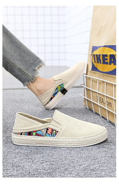 Sapatilhas Casuais Masculinas de Lona Tênis Masculino Slip-on Vulcanizado Confortáveis Sapatilhas Masculinas Mocassins Sapatos de Condução Zapatos Hombre