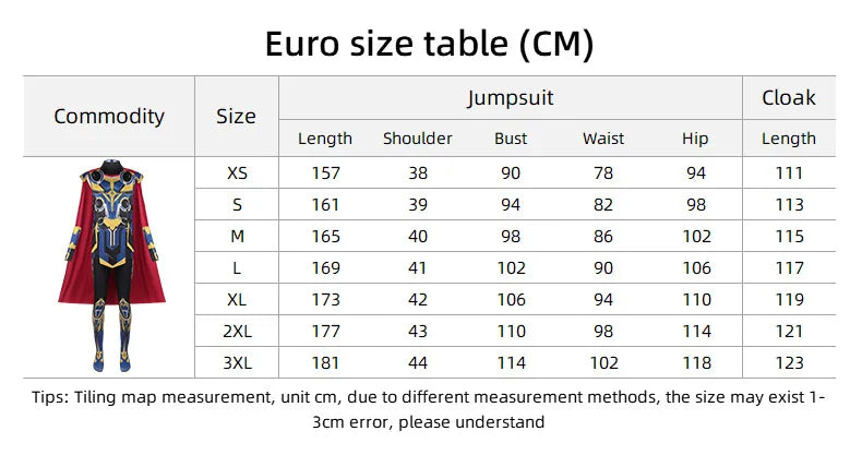 Thor Jane Cosplay Costume Adult Boys Girl Jumpsuit Halloween COS Bodysuit Carnival Party Outfits Cape for Men Women Boy Girl