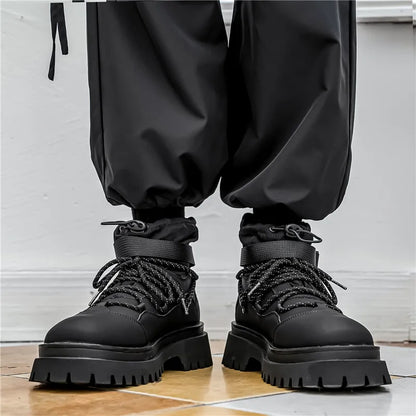 Fashion Men Casual Boots Designer High Top Mens Ankle Boots Winter Work Boots Breathable Walking Sneakers Black Leather Boots