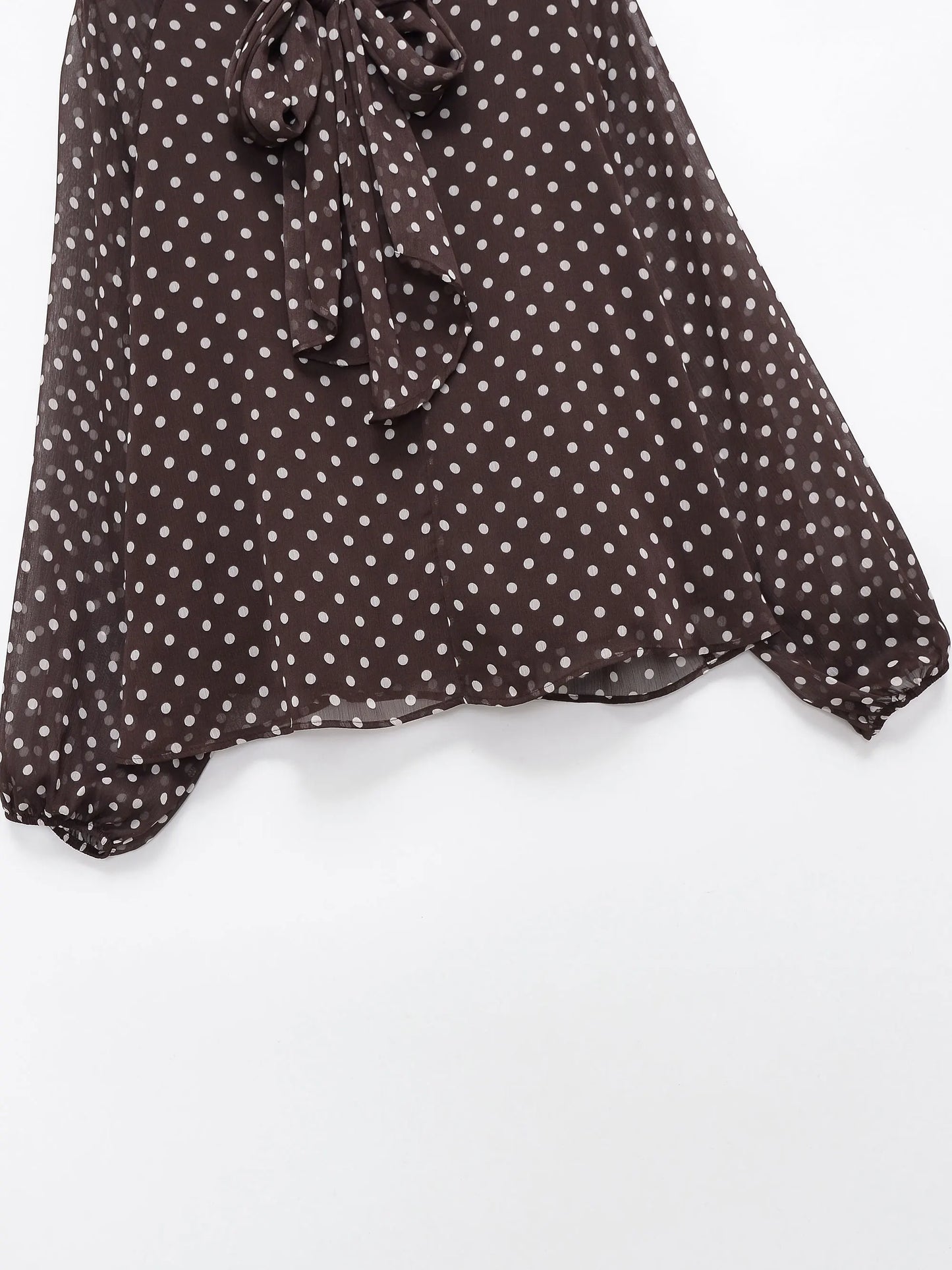 Women 2026 Trend Polka Dot Print Blouse Bow Scarf Collar Long Sleeve Shirt Female Fashion High Street Lady Chic Thin Tops