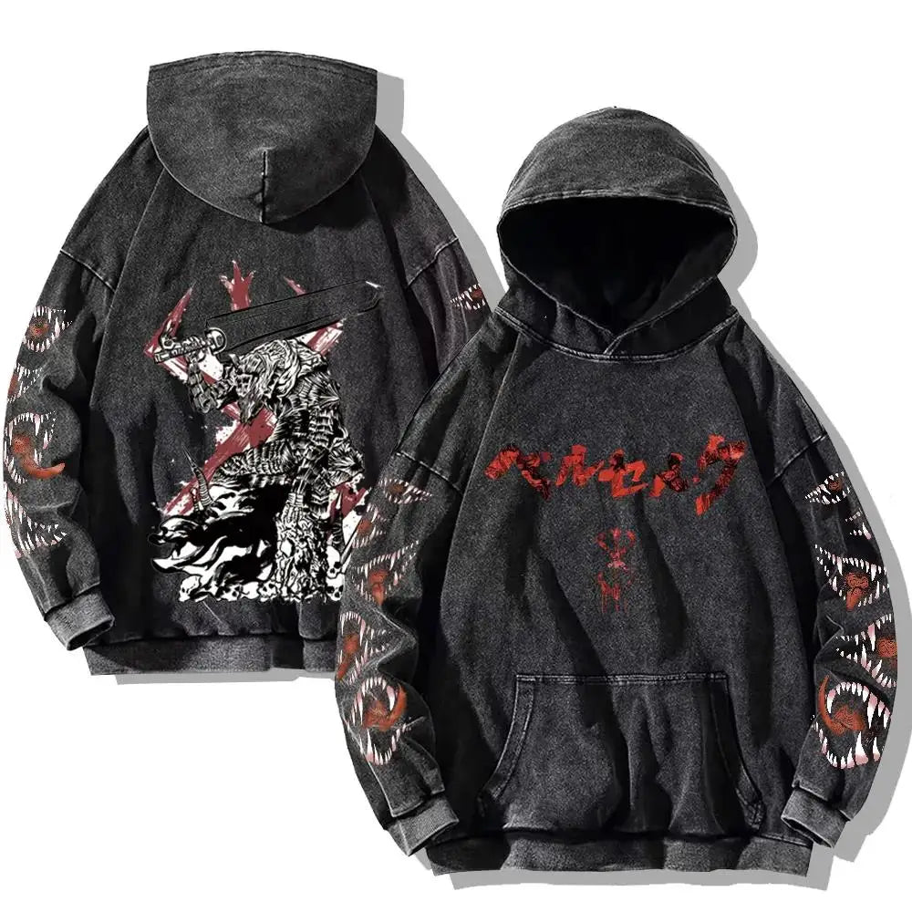 Anime Clothing Guts Cool Graphic Print Hooded Men Women Oversized Hoodies Cooton Casual Sweatshirt Harajuku Streetwear