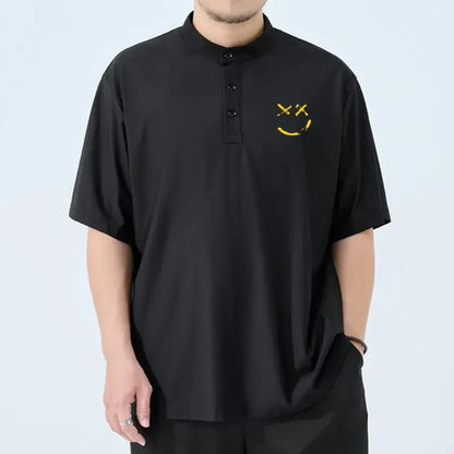 Henley Shirt Men Plus Size T-shirt 6XL 7XL 110-175kg Henley Neck Short Sleeve Polo Shirt Loose Oversized Big Size Men Clothing